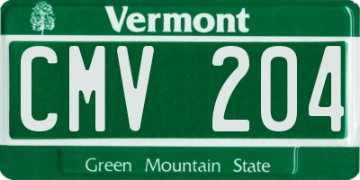 VT license plate CMV204