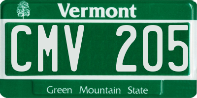 VT license plate CMV205