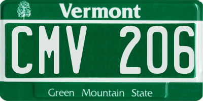 VT license plate CMV206