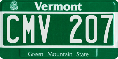 VT license plate CMV207