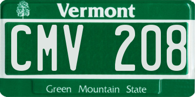 VT license plate CMV208