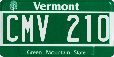 VT license plate CMV210