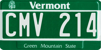 VT license plate CMV214