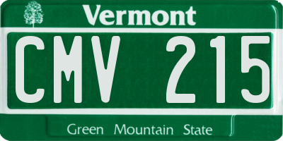 VT license plate CMV215