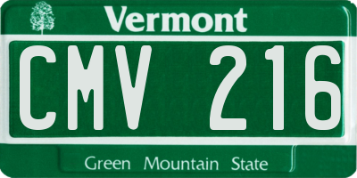 VT license plate CMV216