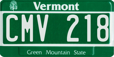 VT license plate CMV218