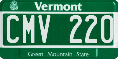 VT license plate CMV220