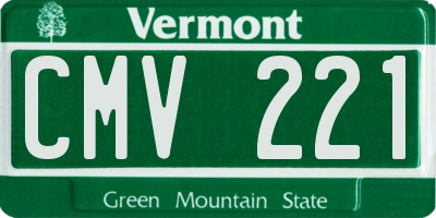 VT license plate CMV221