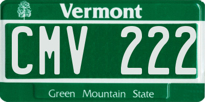 VT license plate CMV222