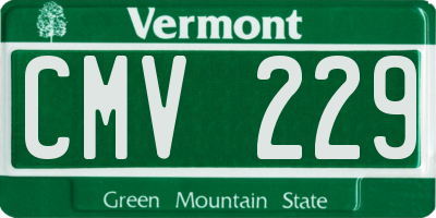 VT license plate CMV229