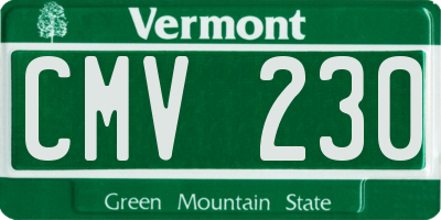 VT license plate CMV230