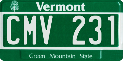VT license plate CMV231