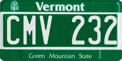 VT license plate CMV232