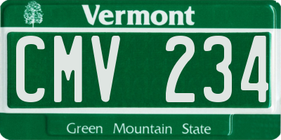 VT license plate CMV234