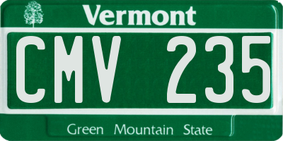 VT license plate CMV235