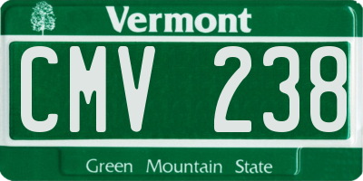 VT license plate CMV238