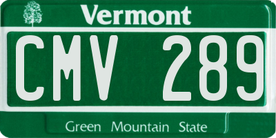 VT license plate CMV289