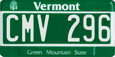 VT license plate CMV296