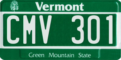 VT license plate CMV301