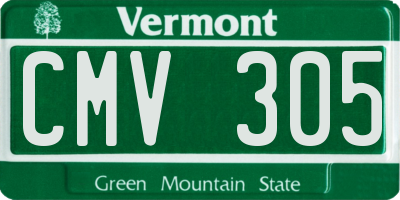 VT license plate CMV305