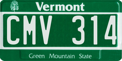 VT license plate CMV314
