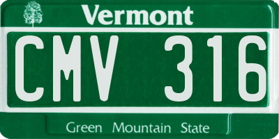 VT license plate CMV316