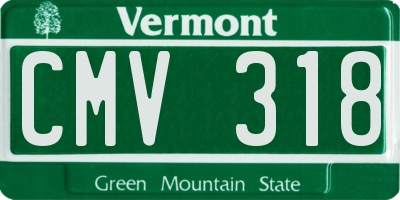 VT license plate CMV318