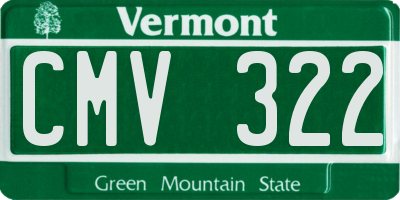 VT license plate CMV322