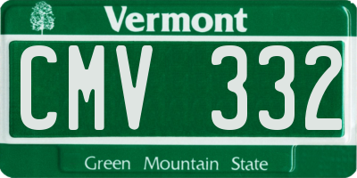 VT license plate CMV332