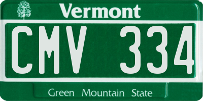 VT license plate CMV334