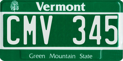VT license plate CMV345