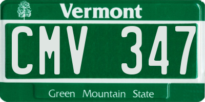 VT license plate CMV347