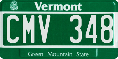 VT license plate CMV348