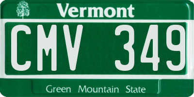 VT license plate CMV349