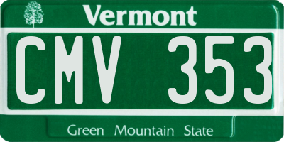 VT license plate CMV353