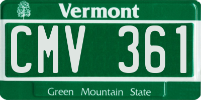 VT license plate CMV361