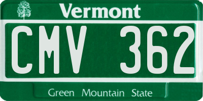 VT license plate CMV362