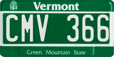 VT license plate CMV366