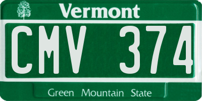 VT license plate CMV374