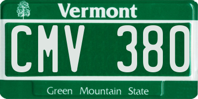 VT license plate CMV380