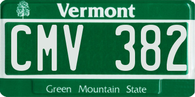 VT license plate CMV382