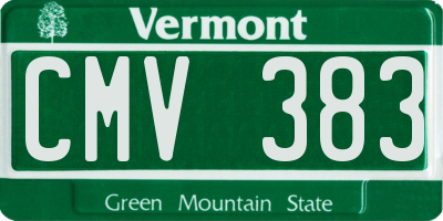 VT license plate CMV383