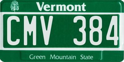 VT license plate CMV384