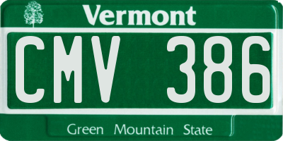 VT license plate CMV386