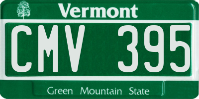 VT license plate CMV395
