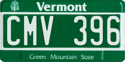 VT license plate CMV396