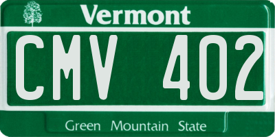 VT license plate CMV402