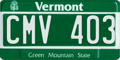 VT license plate CMV403