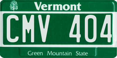 VT license plate CMV404