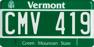 VT license plate CMV419